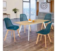 Lot De 4 Chaises Mandy Bleu Canard Pour Salle À Manger