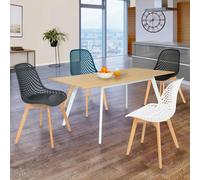 Lot De 4 Chaises Mandy Mix Color Blanc Gris Bleu Canard Et Noir
