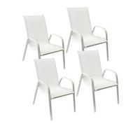 Happy Garden – Chaises de jardin MARBELLA – Textilène blanc, aluminium blanc – Lot de 4
