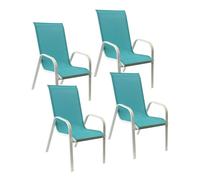 Lot de 4 chaises MARBELLA en textilène bleu - aluminium blanc