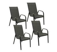 Happy Garden Chaises MARBELLA en textilène gris – aluminium gris anthracite – Lot de 4