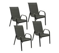 Happy Garden Chaises MARBELLA en textilène gris – aluminium gris anthracite – Lot de 4