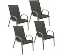 Happy Garden Lot de 4 chaises de jardin MARBELLA – Textilène gris, structure aluminium gris