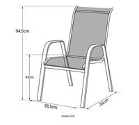 Happy Garden – Lot de 4 chaises Marbella – Textilène taupe, aluminium blanc