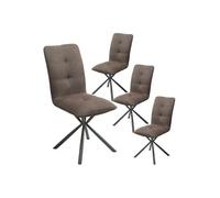 Lot de 4 Chaises matelassées tissu marron effet peau de pêche piètement étoile en métal - CLOTAIRE -