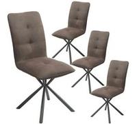 Lot de 4 Chaises matelassées tissu marron effet peau de pêche piètement étoile en métal - CLOTAIRE - ALTOBUY Marron