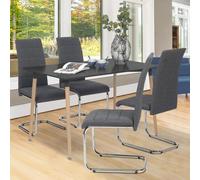 IDMARKET Lot de 4 chaises de salle à manger MIA pieds chromés gris