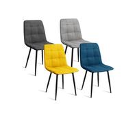 Lot de 4 chaises MILA en velours mix color bleu, gris clair, gris foncé, jaune