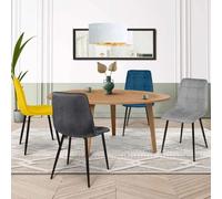 Lot de 4 chaises MILA en velours mix color bleu, gris clair, gris foncé, jaune