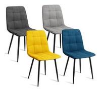 IDMarket - Lot de 4 chaises Mila en Velours Mix Color Bleu, Gris Clair, Gris foncé, Jaune
