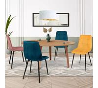 IDMARKET Lot de 4 chaises de salle à manger MILA assise matelassée bleu x2, jaune ocre, rose
