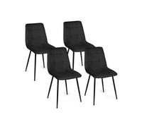 Lot de 4 chaises MILA en velours noir pour salle à manger