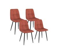 Lot de 4 chaises MILA en velours terracotta pour salle à manger