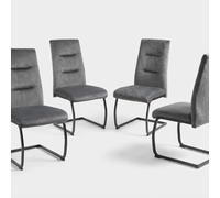Lot de 4 chaises modernes en tissu et métal design Rivéa - Gris foncé