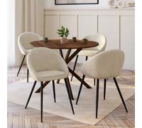 IDMARKET Lot de 4 chaises NAYA en velours crème pour salle à manger