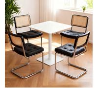 Lot de 4 chaises noires similicuir rembourré, pieds chromés design moderne, adaptées salon cuisine salle à manger, sans table