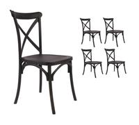 Lot de 4 chaises noires style BISTROT en résine polypropylène