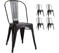 Lot de 4 chaises noires style industriel KOSMI en métal noir mat