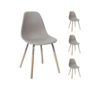 Lot de 4 chaises scandinaves 55x45,9x81,9 cm taupe et naturel