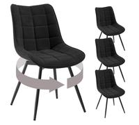 Lot de 4 Chaises Pivotantes Salle à Manger, WOLTU Chaises de Cuisine en Velours, Pieds en Métal, Noir W0ATT1018-4