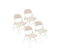 PEGANE Lot de 4 Chaises Pliante avec Structure en métal, Assise et Dossier Coloris Beige - Longueur 46,5 x Profondeur 46,5 x Hauteur 79,5 cm