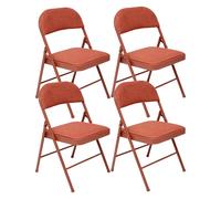 Lot de 4 Chaises pliante avec structure en métal, assise et dossier coloris Rose Foncé - Longueur 46,5 x Profondeur 46,5 x Hauteur 79,5 cm