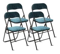 Lot de 4 chaises pliante en velours ""Easy"" Atmosphera - 52x44x79 - Bleu