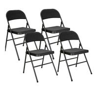 Lot de 4 chaises pliantes 45/46/78 cm noires en polyester avec assise rembourrée