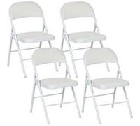 HOMCOM Lot de 4 chaises pliantes chaises de salle à manger portables chaise pliable d'intérieur avec coussin en revêtement synthétique et cadre en acier dim. 45l x 46P x 78H cm blanc
