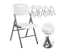 Lot de 4 chaises pliantes blanches pour restauration et conférence, en | Catering & Conférence, Pliable, Construction en Acier Stable, Gain de Place, Lot de 4