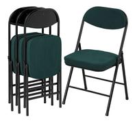 Lot de 4 chaises pliantes - HOMCOM - portables - assises et dossiers rembourrés - velours côtelé - 45 x 48,5 x 82 cm - bleu