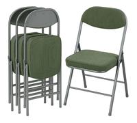 Lot de 4 chaises pliantes - HOMCOM - portables - assises et dossiers rembourrés - velours côtelé - 45 x 48,5 x 82 cm - vert