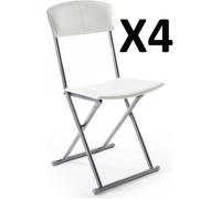 Lot de 4 chaises pliantes PVC simil-cuir en Crème
