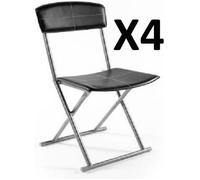 Lot de 4 chaises pliantes PVC simil-cuir en noir