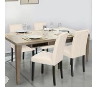 Lot de 4 chaises polga capitonnées en velours beige pieds noirs