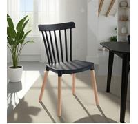 Lot de 4 chaises RAVI de salle à manger design, Noir, Design scandinave avec assise confortable, Pieds en hêtre massif