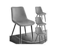 tectake® Lot de 4 Chaises de Salle à Manger Chaises Rembourrées Chaise Ergonomique Velours Fauteuil Salon Style Scandinave Pieds en Metal Noir Chaise Coiffeuse, Chambre, Salon, Bureau, Cabinet