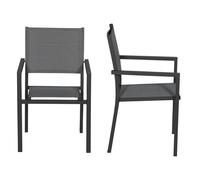 Lot de 4 chaises rembourrées en aluminium anthracite - textilène gris
