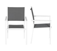 Lot de 4 chaises rembourrées en aluminium blanc - textilène gris