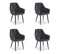 Homestyle4u - Chaises salle à manger velours gris rembourrées - Lot 4, accoudoirs, piètement métal