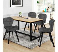 Lot de 4 chaises robine en velours gris foncé pieds noirs