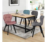 Lot De 4 Chaises Robine En Velours Mix Color Pastel Bleu, Gris Clair, Gris Foncé, Rose Gris