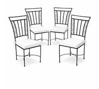 Lot de 4 chaises de jardin de style méditerranéen, modèle Ronda, en fer forgé noir, hauteur 90 cm