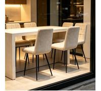 Lot de 4 Chaises Salle à Manger en Velours Beige VIVOLILV,Design Scandinave moderne,Pieds Métal Noir,41x40x91,Confort Ergonomique