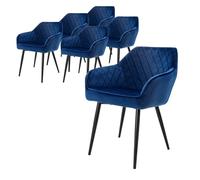 Lot de 4 chaises salle à manger en velours bleu foncé rembourrée pieds en acier