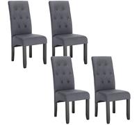 WOLTU 4 X Chaises de Salle à Manger Chaises de Cuisine Gris Foncé,Chaise Salon à Manger Assise en Lin et Pied en Bois Massif,BH106dgr-4