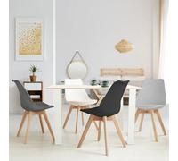 IDMarket – Lot de 4 chaises scandinaves SARA Mix Color – Gris foncé, gris clair, blanc et noir