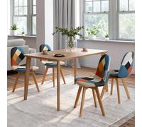 IDMARKET Lot de 4 chaises de salle à manger SARA scandinaves motifs patchworks multi-couleurs