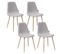 Lot de 4 chaises scandinaves à pieds métal effet bois ROKA - Gris clair