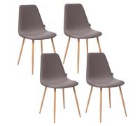 Lot de 4 chaises scandinaves à pieds métal effet bois ROKA - Gris foncé